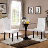 Parcel Dining Side Chair Vinyl Set of 2 White EEI-3553-WHI