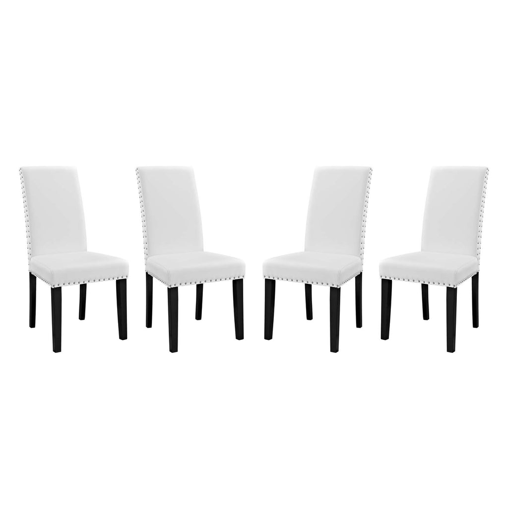 Parcel Dining Side Chair Vinyl Set of 4 White EEI-3554-WHI