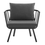 Riverside Outdoor Patio Aluminum Armchair Gray Charcoal EEI-3566-SLA-CHA