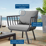 Riverside Outdoor Patio Aluminum Armchair Gray Charcoal EEI-3566-SLA-CHA
