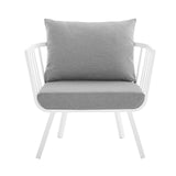 Riverside Outdoor Patio Aluminum Armchair White Gray EEI-3566-WHI-GRY