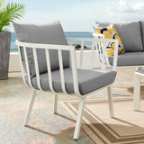 Riverside Outdoor Patio Aluminum Armchair White Gray EEI-3566-WHI-GRY