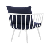 Riverside Outdoor Patio Aluminum Armchair White Navy EEI-3566-WHI-NAV