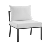Riverside Outdoor Patio Aluminum Armless Chair Gray White EEI-3567-SLA-WHI