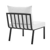 Riverside Outdoor Patio Aluminum Armless Chair Gray White EEI-3567-SLA-WHI