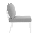 Riverside Outdoor Patio Aluminum Armless Chair White Gray EEI-3567-WHI-GRY