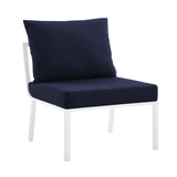 Riverside Outdoor Patio Aluminum Armless Chair White Navy EEI-3567-WHI-NAV