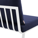 Riverside Outdoor Patio Aluminum Armless Chair White Navy EEI-3567-WHI-NAV