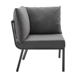 Riverside Outdoor Patio Aluminum Corner Chair Gray Charcoal EEI-3569-SLA-CHA