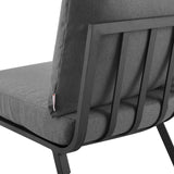 Riverside Outdoor Patio Aluminum Corner Chair Gray Charcoal EEI-3569-SLA-CHA