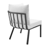 Riverside Outdoor Patio Aluminum Corner Chair Gray White EEI-3569-SLA-WHI