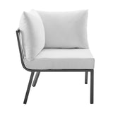 Riverside Outdoor Patio Aluminum Corner Chair Gray White EEI-3569-SLA-WHI