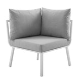Riverside Outdoor Patio Aluminum Corner Chair White Gray EEI-3569-WHI-GRY