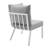 Riverside Outdoor Patio Aluminum Corner Chair White Gray EEI-3569-WHI-GRY