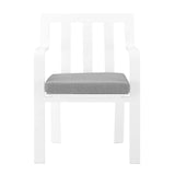Baxley Stackable Outdoor Patio Aluminum Dining Armchair White Gray EEI-3571-WHI-GRY