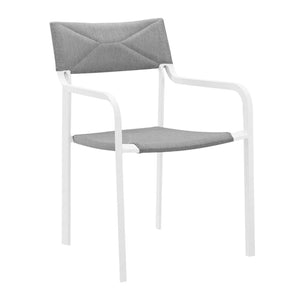 Raleigh Stackable Outdoor Patio Aluminum Dining Armchair White Gray EEI-3573-WHI-GRY