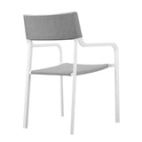 Raleigh Stackable Outdoor Patio Aluminum Dining Armchair White Gray EEI-3573-WHI-GRY