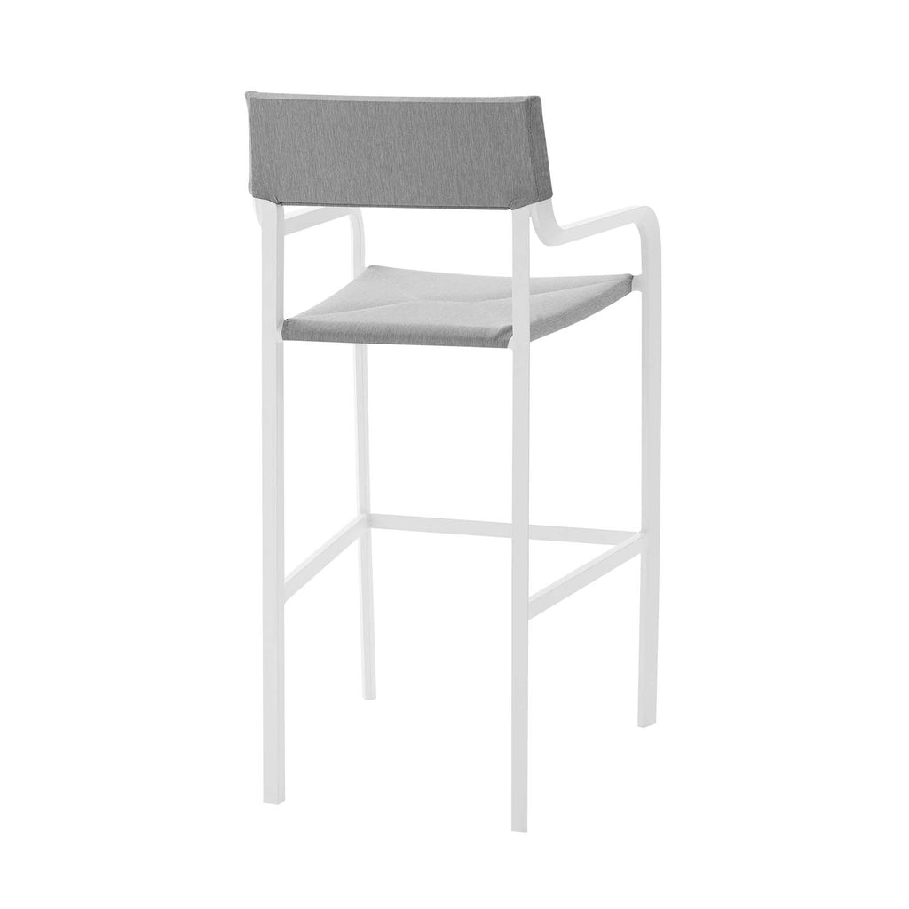Raleigh Stackable Outdoor Patio Aluminum Bar Stool White Gray EEI-3574-WHI-GRY