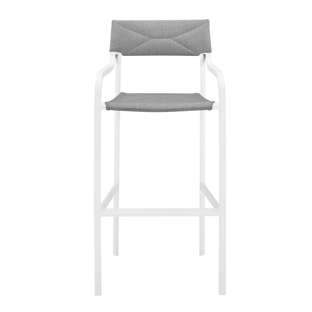 Raleigh Stackable Outdoor Patio Aluminum Bar Stool White Gray EEI-3574-WHI-GRY