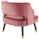 Modway Furniture Traipse Button Tufted Open Back Performance Velvet Armchair Dusty Rose 27.5 x 28 x 28.5