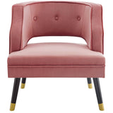Modway Furniture Traipse Button Tufted Open Back Performance Velvet Armchair Dusty Rose 27.5 x 28 x 28.5