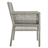 Aura Dining Armchair Outdoor Patio Wicker Rattan Set of 4 Gray Gray EEI-3594-GRY-GRY