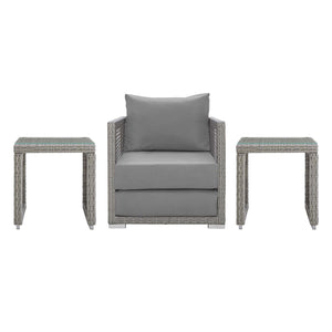 Aura 3 Piece Outdoor Patio Wicker Rattan Set Gray Gray EEI-3597-GRY-GRY-SET