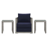 Aura 3 Piece Outdoor Patio Wicker Rattan Set Gray Navy EEI-3597-GRY-NAV-SET