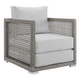 Aura 3 Piece Outdoor Patio Wicker Rattan Set Gray White EEI-3597-GRY-WHI-SET