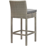 Modway Furniture Conduit Bar Stool Outdoor Patio Wicker Rattan Set of 4 Light Gray Gray 18 x 17.5 x 39.5