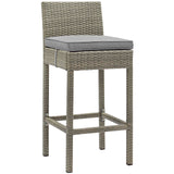 Modway Furniture Conduit Bar Stool Outdoor Patio Wicker Rattan Set of 2 Light Gray Gray 18 x 35 x 39.5