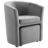 Divulge Performance Velvet Arm Chair and Ottoman Set Gray EEI-3607-GRY