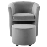 Divulge Performance Velvet Arm Chair and Ottoman Set Gray EEI-3607-GRY