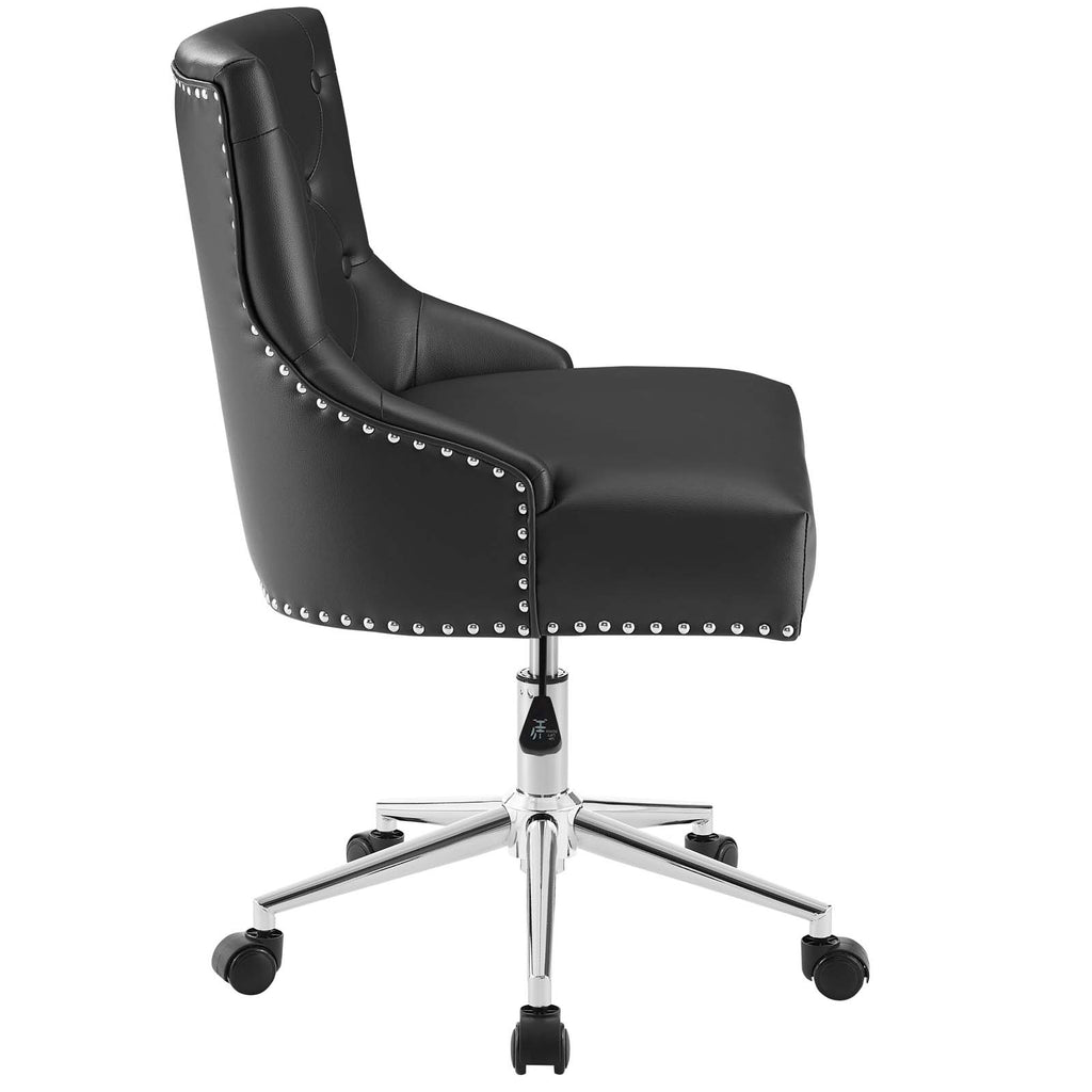 Regent Tufted Button Swivel Faux Leather Office Chair Black EEI-3608-BLK