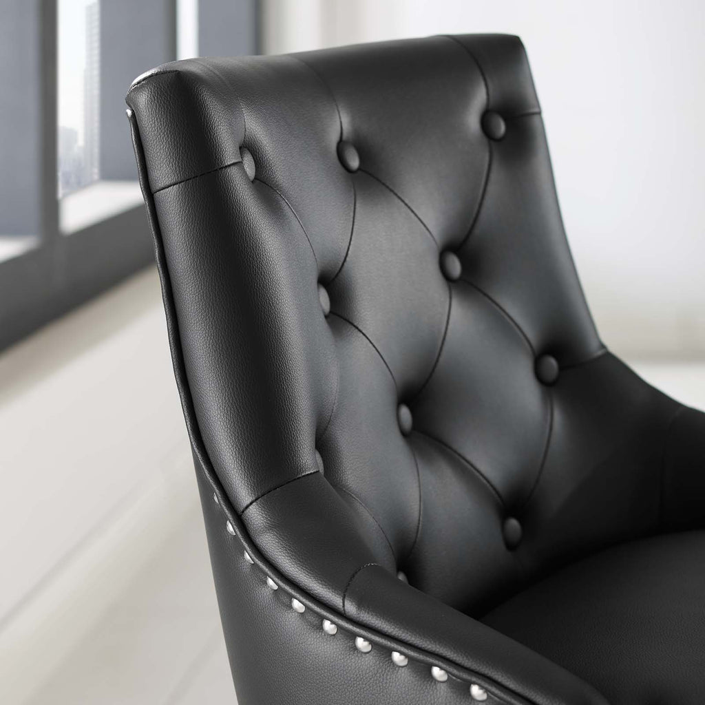 Regent Tufted Button Swivel Faux Leather Office Chair Black EEI-3608-BLK