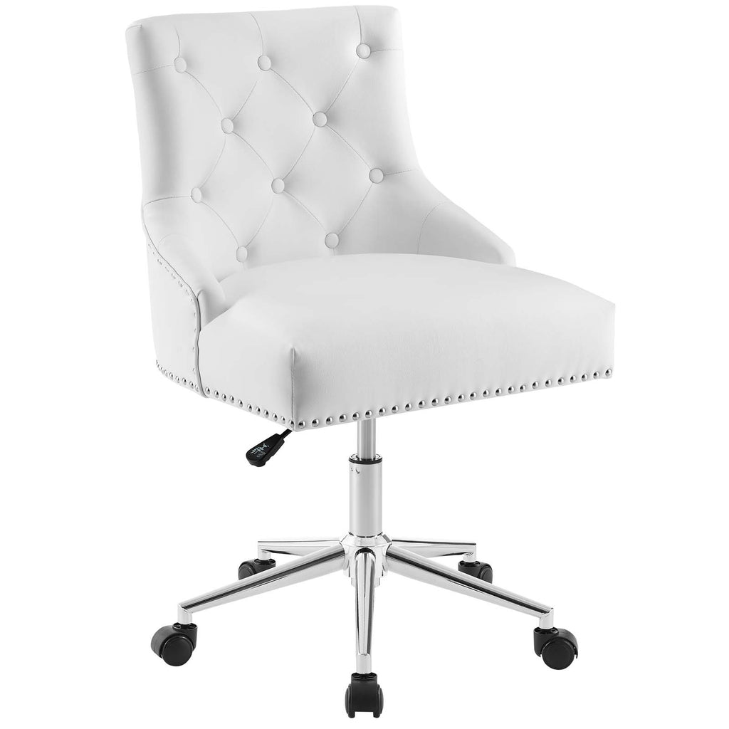 Regent Tufted Button Swivel Faux Leather Office Chair White EEI-3608-WHI