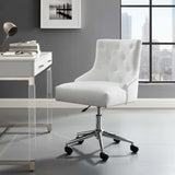 Regent Tufted Button Swivel Faux Leather Office Chair White EEI-3608-WHI