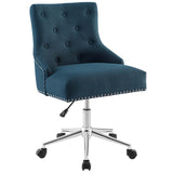 Regent Tufted Button Swivel Upholstered Fabric Office Chair Azure EEI-3609-AZU