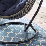 Garner Teardrop Outdoor Patio Swing Chair Gray Navy EEI-3614-GRY-NAV