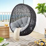 Encase Sunbrella® Fabric Swing Outdoor Patio Lounge Chair Without Stand Black Gray EEI-3635-BLK-GRY