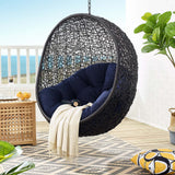 Encase Sunbrella® Fabric Swing Outdoor Patio Lounge Chair Without Stand Black Navy EEI-3635-BLK-NAV