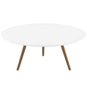 Lippa 36" Round Wood Top Coffee Table with Tripod Base Walnut White EEI-3659-WAL-WHI