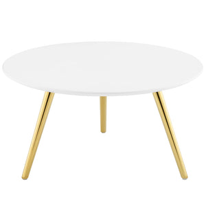 Lippa 28" Round Wood Top Coffee Table with Tripod Base Gold White EEI-3662-GLD-WHI