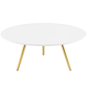 Lippa 36" Round Wood Top Coffee Table with Tripod Base Gold White EEI-3663-GLD-WHI