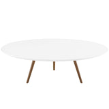 Lippa 47" Round Wood Top Coffee Table with Tripod Base Walnut White EEI-3667-WAL-WHI