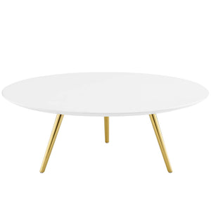 Lippa 40" Round Wood Top Coffee Table with Tripod Base Gold White EEI-3670-GLD-WHI