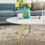 Lippa 40" Round Wood Top Coffee Table with Tripod Base Gold White EEI-3670-GLD-WHI