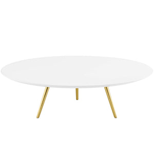 Lippa 47" Round Wood Top Coffee Table with Tripod Base Gold White EEI-3671-GLD-WHI