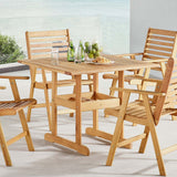 Hatteras 36" Square Outdoor Patio Eucalyptus Wood Dining Table Natural EEI-3674-NAT