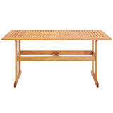 Hatteras 59" Rectangle Outdoor Patio Eucalyptus Wood Dining Table Natural EEI-3675-NAT